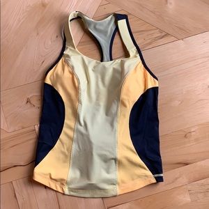 Lululemon Yellow/Navy Cardio Kick Tank